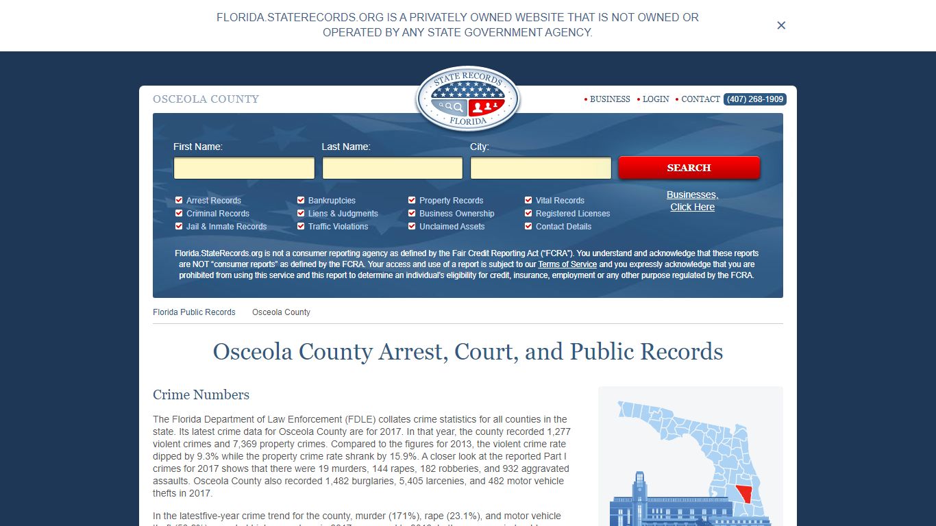 Osceola County Arrest, Court, and Public Records